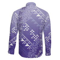 Hawaii Lavender Kapa Family Matching Summer Maxi Dress and Hawaiian Shirt Vintage 'Ohe Kāpala Motifs Mix Plumeria Leis LT7 - Polynesian Pride