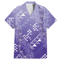 Hawaii Lavender Kapa Family Matching Tank Maxi Dress and Hawaiian Shirt Vintage 'Ohe Kāpala Motifs Mix Plumeria Leis LT7 Dad's Shirt - Short Sleeve Lavender - Polynesian Pride