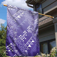 Hawaii Lavender Kapa Garden Flag Vintage 'Ohe Kāpala Motifs Mix Plumeria Leis LT7 - Polynesian Pride