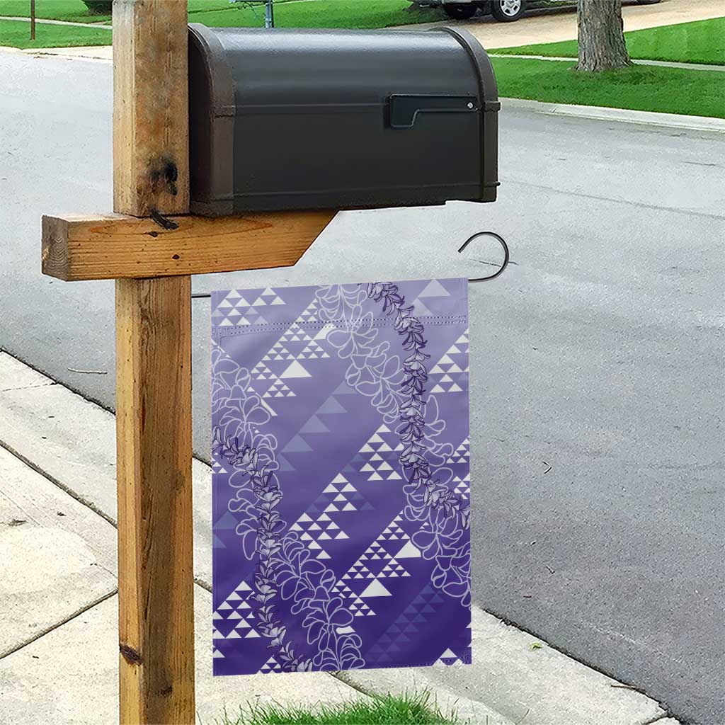 Hawaii Lavender Kapa Garden Flag Vintage 'Ohe Kāpala Motifs Mix Plumeria Leis LT7 - Polynesian Pride