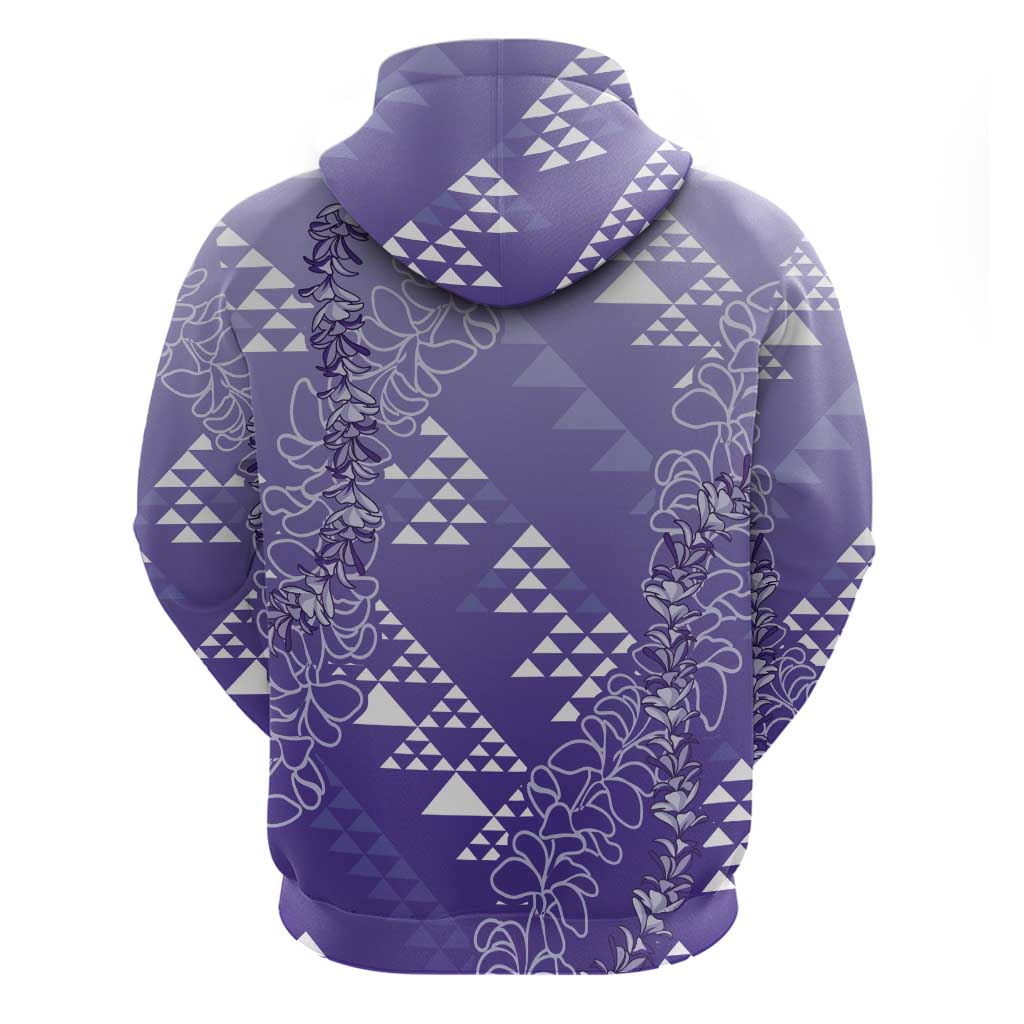 Hawaii Lavender Kapa Hoodie Vintage 'Ohe Kāpala Motifs Mix Plumeria Leis LT7 - Polynesian Pride
