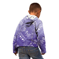 Hawaii Lavender Kapa Kid Hoodie Vintage 'Ohe Kāpala Motifs Mix Plumeria Leis LT7 - Polynesian Pride