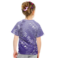 Hawaii Lavender Kapa Kid T Shirt Vintage 'Ohe Kāpala Motifs Mix Plumeria Leis LT7 - Polynesian Pride
