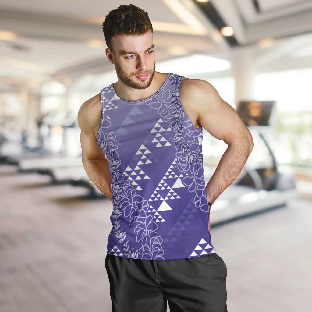 Hawaii Lavender Kapa Men Tank Top Vintage 'Ohe Kāpala Motifs Mix Plumeria Leis LT7 Lavender - Polynesian Pride