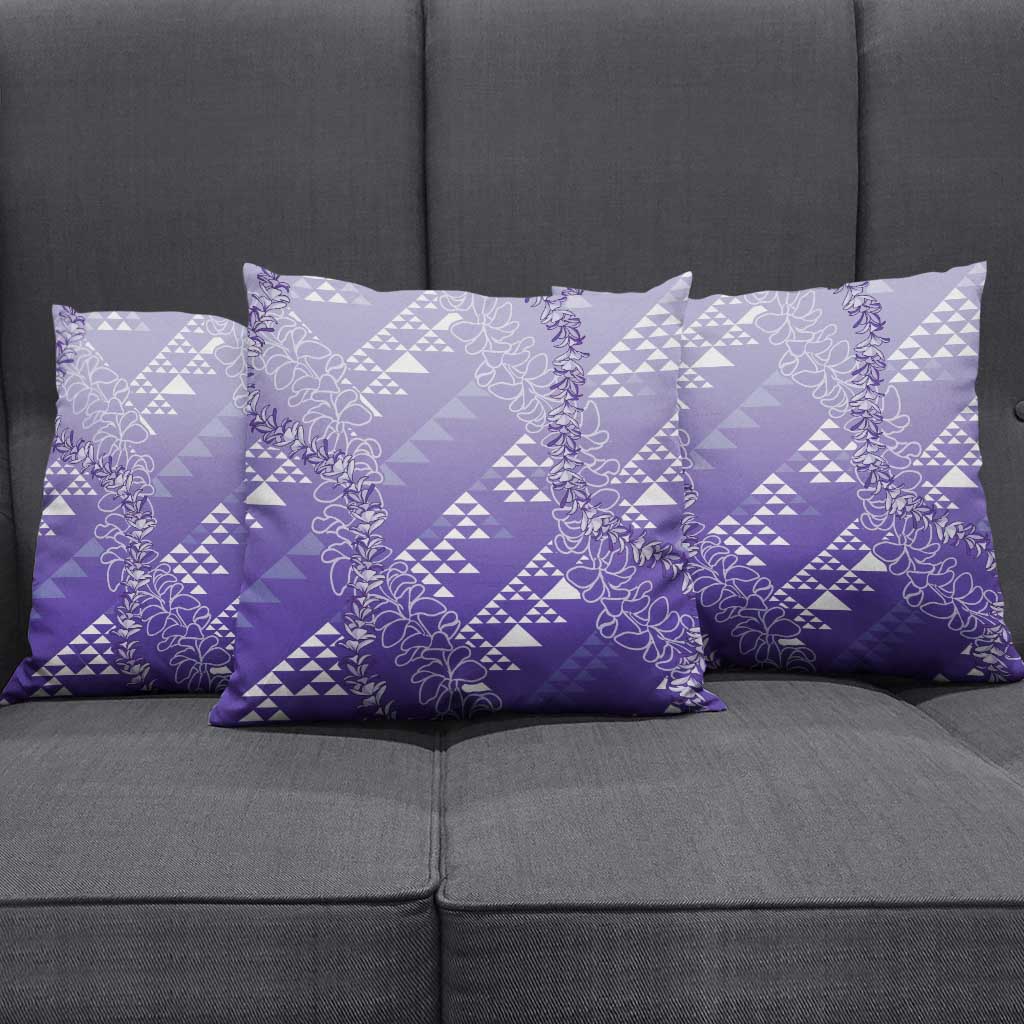 Hawaii Lavender Kapa Pillow Cover Vintage 'Ohe Kāpala Motifs Mix Plumeria Leis