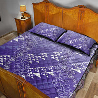 Hawaii Lavender Kapa Quilt Bed Set Vintage 'Ohe Kāpala Motifs Mix Plumeria Leis