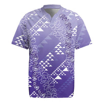 Hawaii Lavender Kapa Rugby Jersey Vintage 'Ohe Kāpala Motifs Mix Plumeria Leis