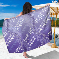 Hawaii Lavender Kapa Sarong Vintage 'Ohe Kāpala Motifs Mix Plumeria Leis