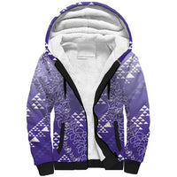 Hawaii Lavender Kapa Sherpa Hoodie Vintage 'Ohe Kāpala Motifs Mix Plumeria Leis LT7 Unisex Lavender - Polynesian Pride