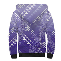 Hawaii Lavender Kapa Sherpa Hoodie Vintage 'Ohe Kāpala Motifs Mix Plumeria Leis LT7 - Polynesian Pride