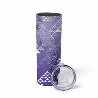 Hawaii Lavender Kapa Skinny Tumbler Vintage 'Ohe Kāpala Motifs Mix Plumeria Leis LT7 - Polynesian Pride