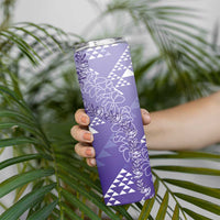 Hawaii Lavender Kapa Skinny Tumbler Vintage 'Ohe Kāpala Motifs Mix Plumeria Leis LT7 - Polynesian Pride