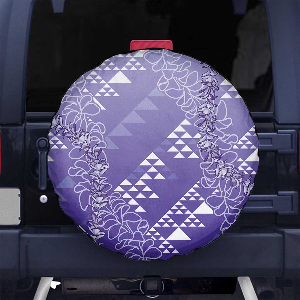 Hawaii Lavender Kapa Spare Tire Cover Vintage 'Ohe Kāpala Motifs Mix Plumeria Leis