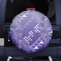 Hawaii Lavender Kapa Spare Tire Cover Vintage 'Ohe Kāpala Motifs Mix Plumeria Leis LT7 No hole Lavender - Polynesian Pride