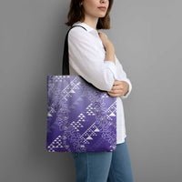 Hawaii Lavender Kapa Tote Bag Vintage 'Ohe Kāpala Motifs Mix Plumeria Leis