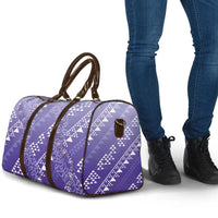 Hawaii Lavender Kapa Travel Bag Vintage 'Ohe Kāpala Motifs Mix Plumeria Leis LT7 - Polynesian Pride
