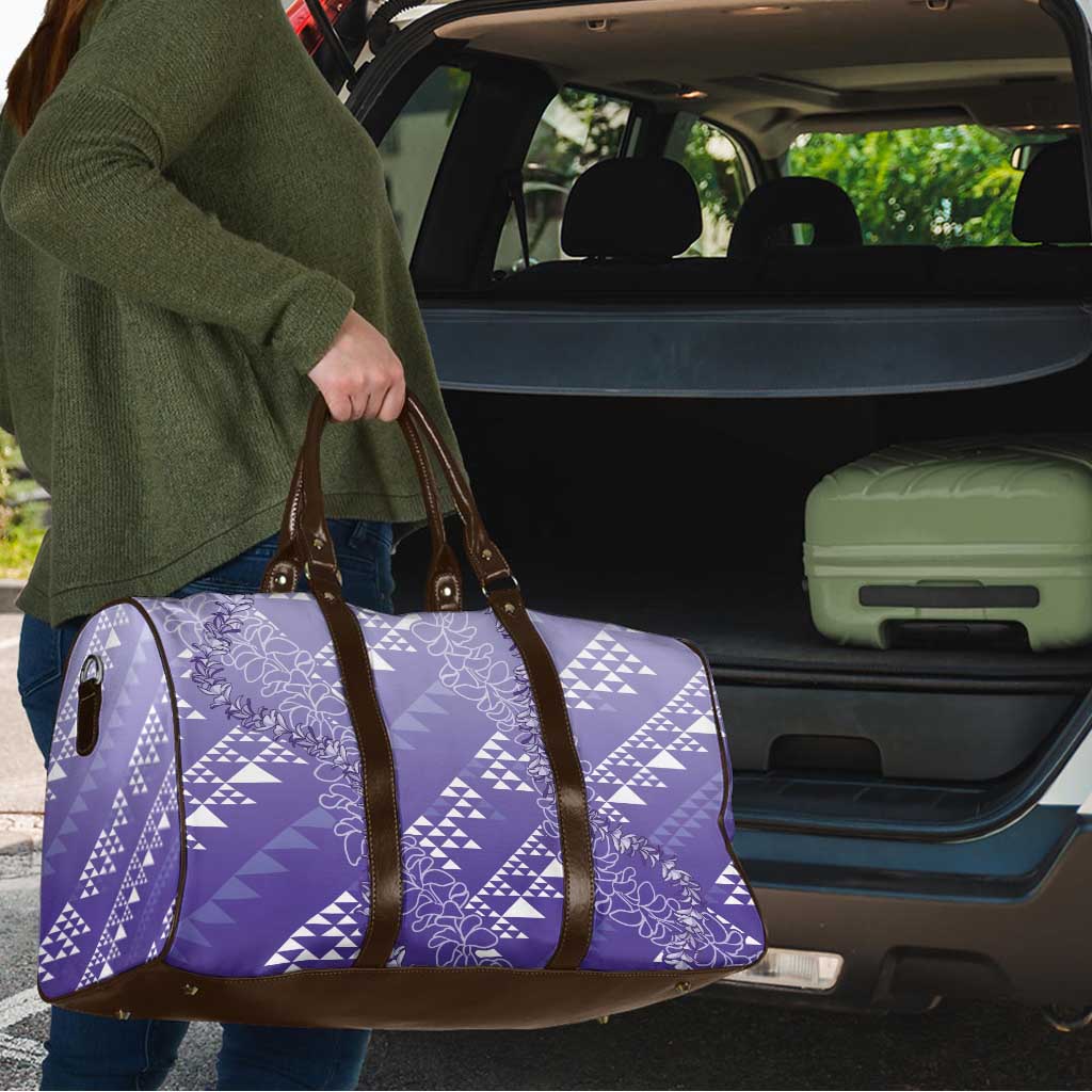 Hawaii Lavender Kapa Travel Bag Vintage 'Ohe Kāpala Motifs Mix Plumeria Leis LT7 - Polynesian Pride