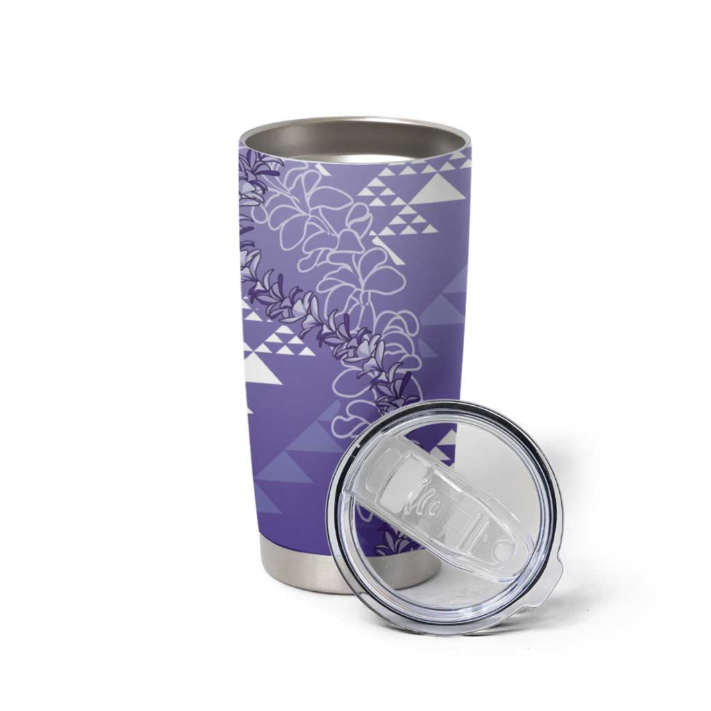 Hawaii Lavender Kapa Tumbler Cup Vintage 'Ohe Kāpala Motifs Mix Plumeria Leis LT7 - Polynesian Pride