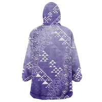 Hawaii Lavender Kapa Wearable Blanket Hoodie Vintage 'Ohe Kāpala Motifs Mix Plumeria Leis LT7 - Polynesian Pride