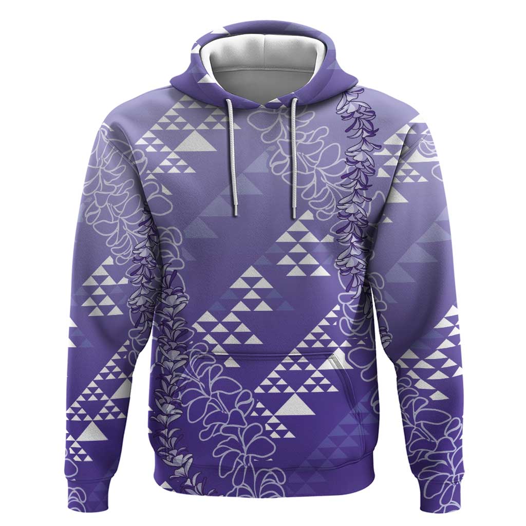 Hawaii Lavender Kapa Zip Hoodie Vintage 'Ohe Kāpala Motifs Mix Plumeria Leis LT7 Pullover Hoodie Lavender - Polynesian Pride