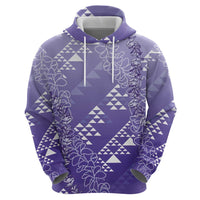 Hawaii Lavender Kapa Zip Hoodie Vintage 'Ohe Kāpala Motifs Mix Plumeria Leis LT7 - Polynesian Pride