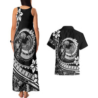 Polynesian Plumeria Couples Matching Tank Maxi Dress And Hawaiian Shirt Ride The Waves - Black LT7 - Polynesian Pride