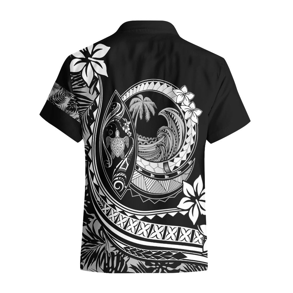 Polynesian Plumeria Hawaiian Shirt Ride The Waves - Black LT7 - Polynesian Pride
