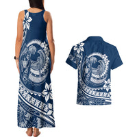Polynesian Plumeria Couples Matching Tank Maxi Dress And Hawaiian Shirt Ride The Waves - Navy Blue LT7 - Polynesian Pride