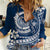 Polynesian Plumeria Women Casual Shirt Ride The Waves - Navy Blue LT7 Female Navy Blue - Polynesian Pride