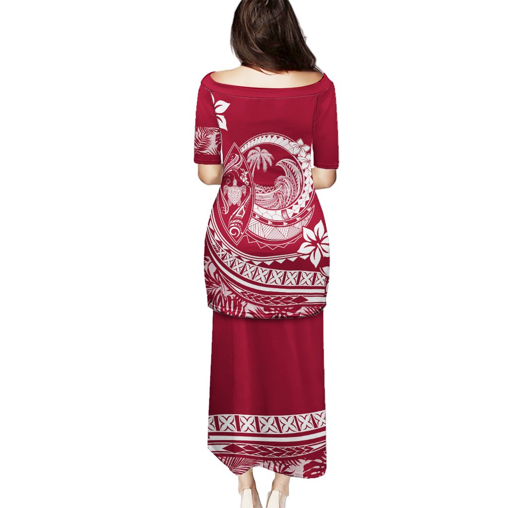 Polynesian Plumeria Puletasi Ride The Waves - Burgundy LT7 - Polynesian Pride