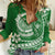 Polynesian Plumeria Women Casual Shirt Ride The Waves - Green LT7 Female Green - Polynesian Pride