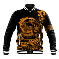 Polynesian Plumeria Baseball Jacket Ride The Waves - Orange LT7 Unisex Orange - Polynesian Pride
