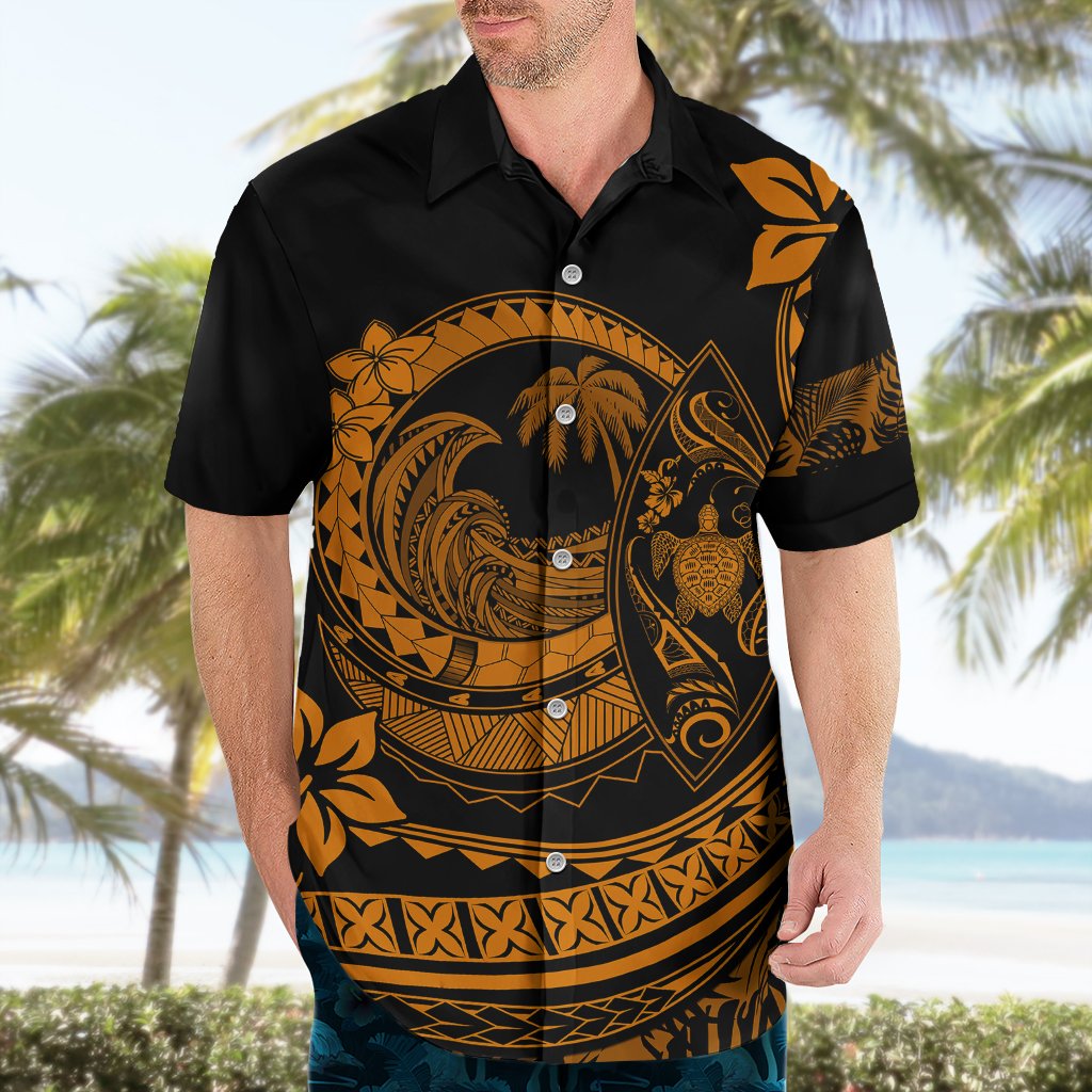 Polynesian Plumeria Hawaiian Shirt Ride The Waves - Orange LT7 - Polynesian Pride