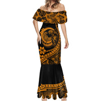 Polynesian Plumeria Mermaid Dress Ride The Waves - Orange LT7 - Polynesian Pride