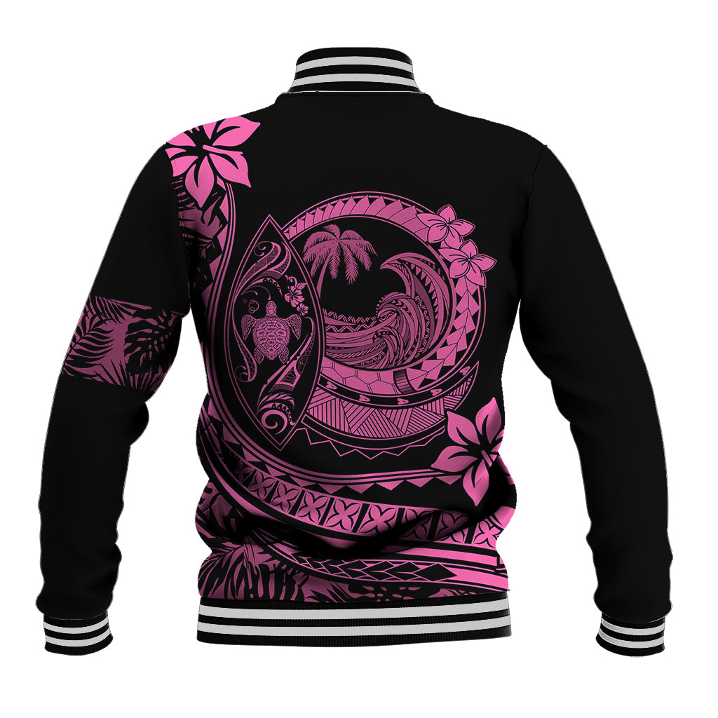 Polynesian Plumeria Baseball Jacket Ride The Waves - Pink LT7 - Polynesian Pride