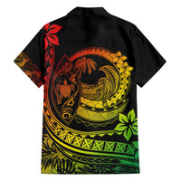 Hawaii Family Matching Outfits Polynesian Plumeria Off Shoulder Long Sleeve Dress And Shirt Family Set Clothes Ride The Waves - Reggae LT7 - Polynesian Pride