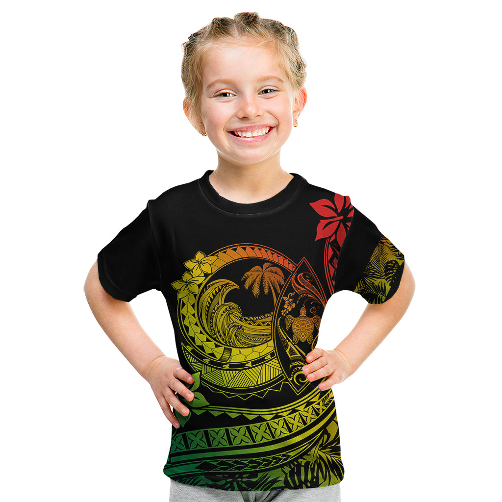 Polynesian Plumeria Kid T Shirt Ride The Waves - Reggae LT7 Reggae - Polynesian Pride