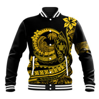 Polynesian Plumeria Baseball Jacket Ride The Waves - Yellow LT7 Unisex Yellow - Polynesian Pride