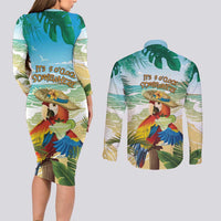 Aloha Hawaii It's 5 o'clock Somewhere Couples Matching Long Sleeve Bodycon Dress and Long Sleeve Button Shirt LT7 - Polynesian Pride