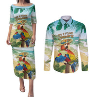 Aloha Hawaii It's 5 o'clock Somewhere Couples Matching Puletasi and Long Sleeve Button Shirt LT7 Blue - Polynesian Pride