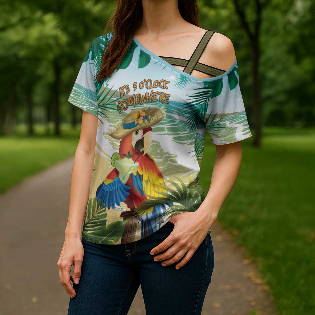 Aloha Hawaii It's 5 o'clock Somewhere Cross Shoulder Shirt - Polynesian Pride