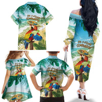 Aloha Hawaii It's 5 o'clock Somewhere Family Matching Off The Shoulder Long Sleeve Dress and Hawaiian Shirt LT7 - Polynesian Pride