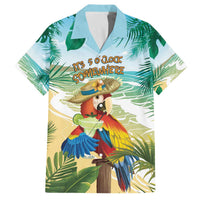Aloha Hawaii It's 5 o'clock Somewhere Family Matching Off The Shoulder Long Sleeve Dress and Hawaiian Shirt LT7 Dad's Shirt - Short Sleeve Blue - Polynesian Pride