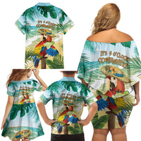 Aloha Hawaii It's 5 o'clock Somewhere Family Matching Off Shoulder Short Dress and Hawaiian Shirt LT7 - Polynesian Pride