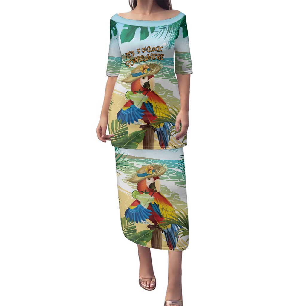 Aloha Hawaii It's 5 o'clock Somewhere Family Matching Puletasi and Hawaiian Shirt - Polynesian Pride