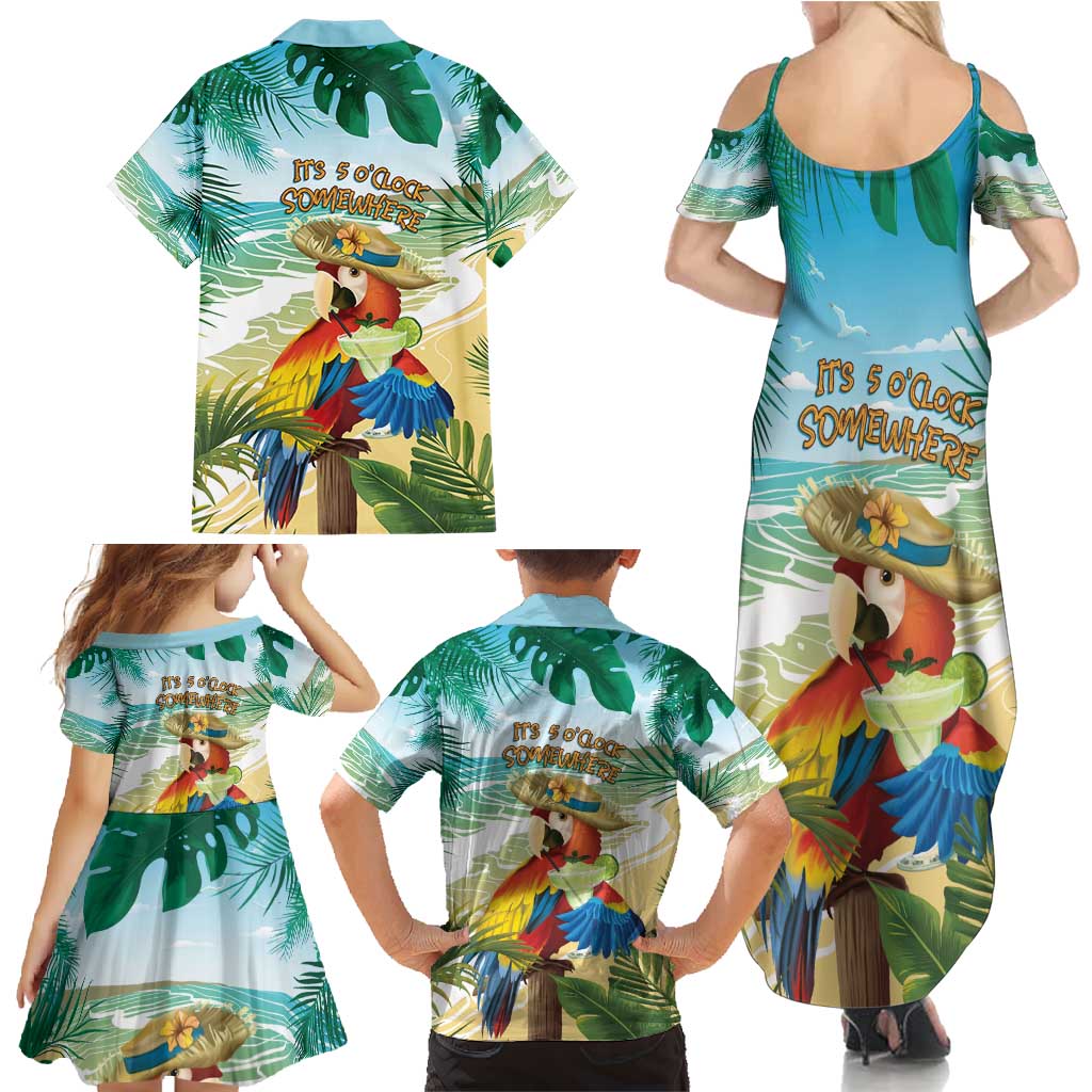 Aloha Hawaii It's 5 o'clock Somewhere Family Matching Summer Maxi Dress and Hawaiian Shirt LT7 - Polynesian Pride