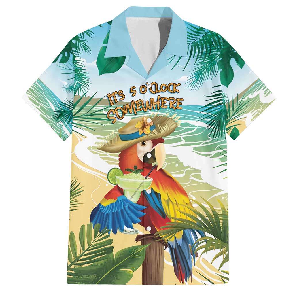 Aloha Hawaii It's 5 o'clock Somewhere Family Matching Summer Maxi Dress and Hawaiian Shirt LT7 Dad's Shirt - Short Sleeve Blue - Polynesian Pride