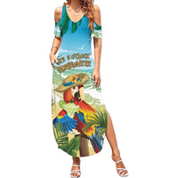 Aloha Hawaii It's 5 o'clock Somewhere Family Matching Summer Maxi Dress and Hawaiian Shirt LT7 Mom's Dress Blue - Polynesian Pride