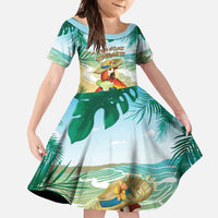 Aloha Hawaii It's 5 o'clock Somewhere Family Matching Tank Maxi Dress and Hawaiian Shirt LT7 Daughter's Dress Blue - Polynesian Pride