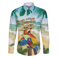 Aloha Hawaii It's 5 o'clock Somewhere Family Matching Tank Maxi Dress and Hawaiian Shirt LT7 Dad's Shirt - Long Sleeve Blue - Polynesian Pride